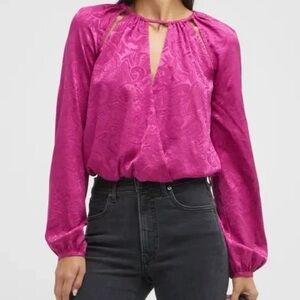 Veronica Beard sionne paisley jacquard Vibrant Pink Blouse sz 4